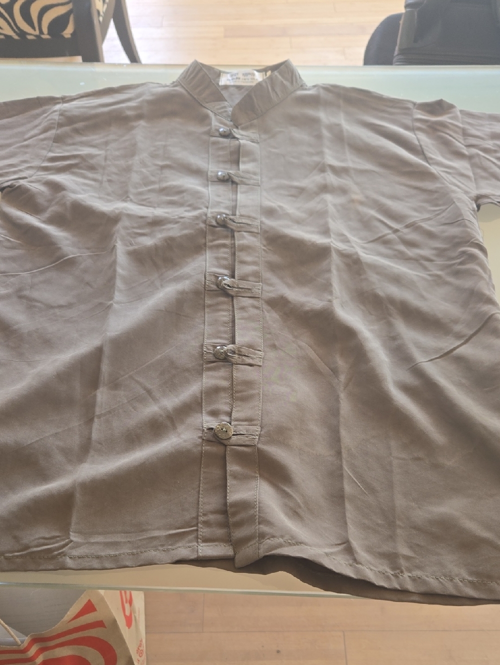 Casual Men's Mandarin Collar Button-Down Shirt - Taupe
